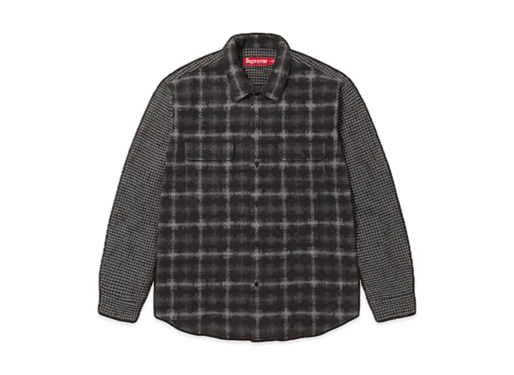 Supreme Houndstooth Plaid Flannel Shirt "Black"