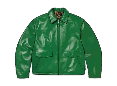Supreme x Schott Leather Racer Jacket "Green"