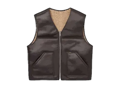 Supreme Reversible Faux Shearling Work Vest "Brown"