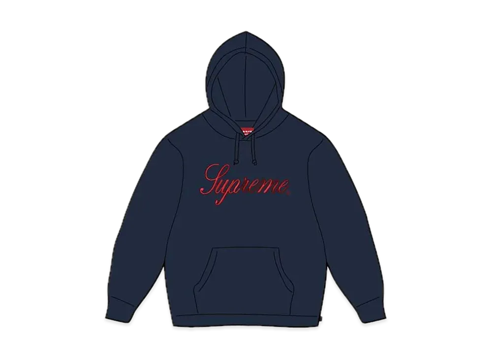 Supreme Embroidered Script Hooded Sweatshirt "Navy"