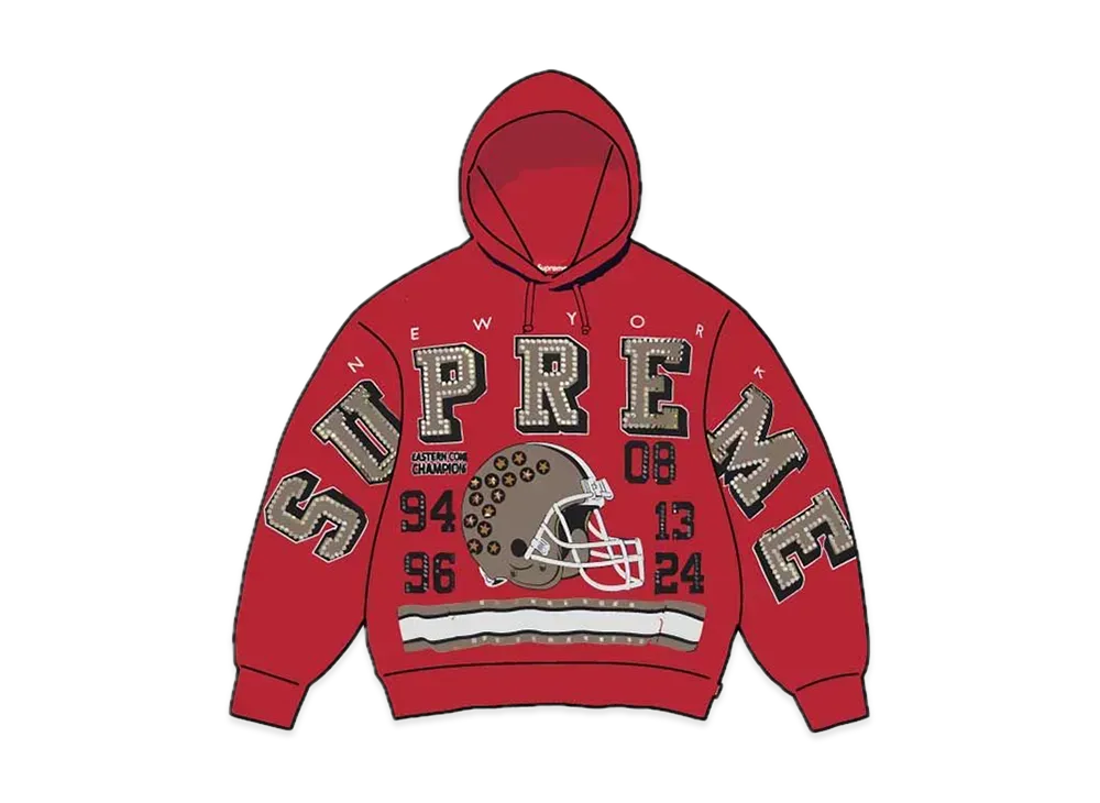 Supreme Champions Studded Hooded Sweatshirt "Red"