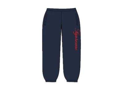 Supreme Embroidered Script Sweatpant "Navy"