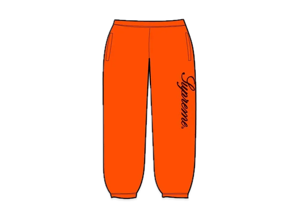 Supreme Embroidered Script Sweatpant "Bright Orange"