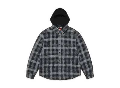 Supreme Waffle Plaid Hooded Shirt "Black"