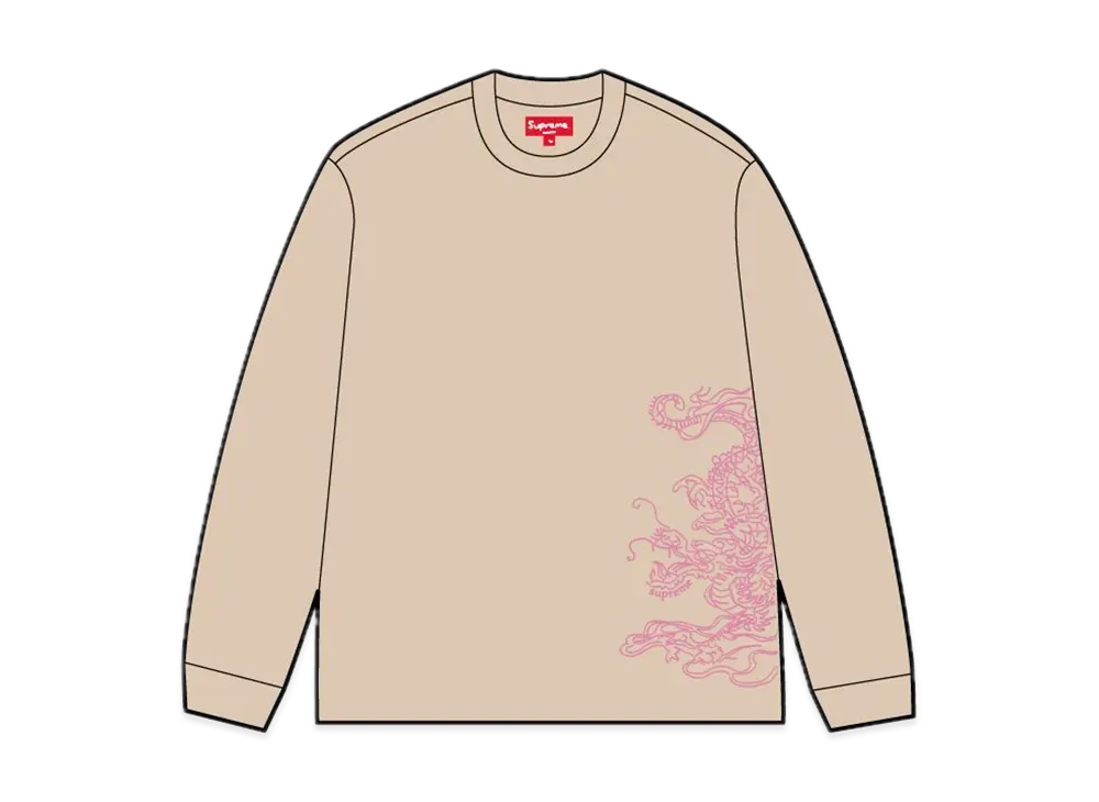 Supreme Dragon Embroidered L/S Top "Tan"