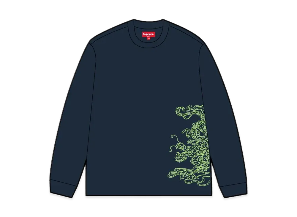 Supreme Dragon Embroidered L/S Top "Navy"
