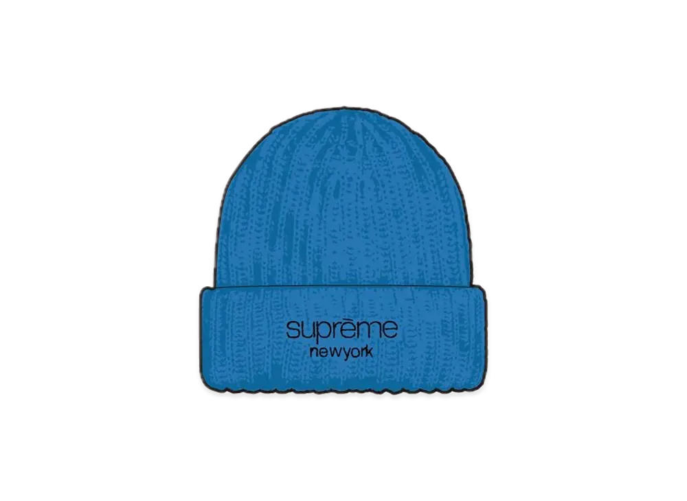 Supreme Classic Logo Chunky Ribbed Beanie "Light Blue" (24FW)