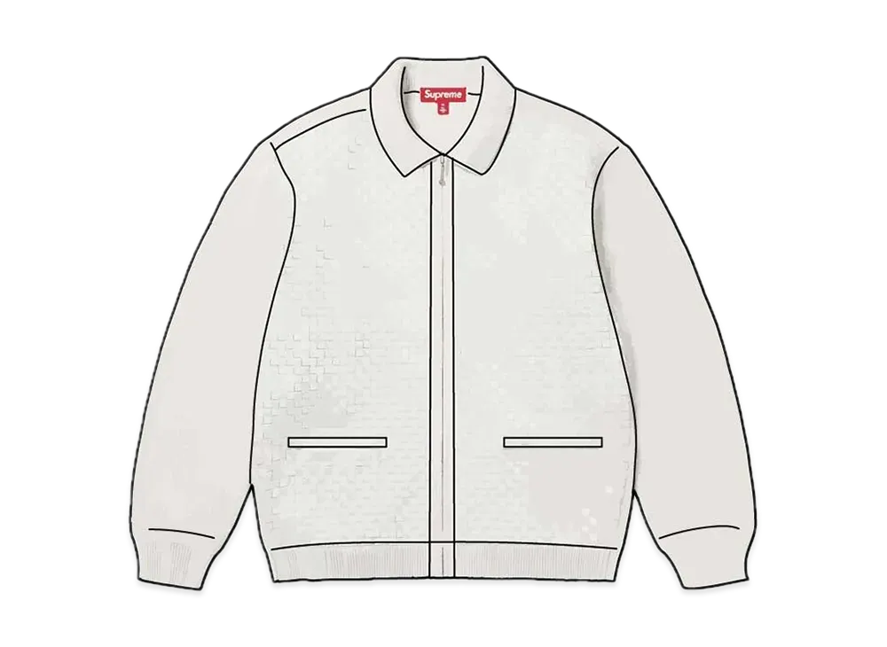 Supreme Woven Leather Zip Up Cardigan "White"