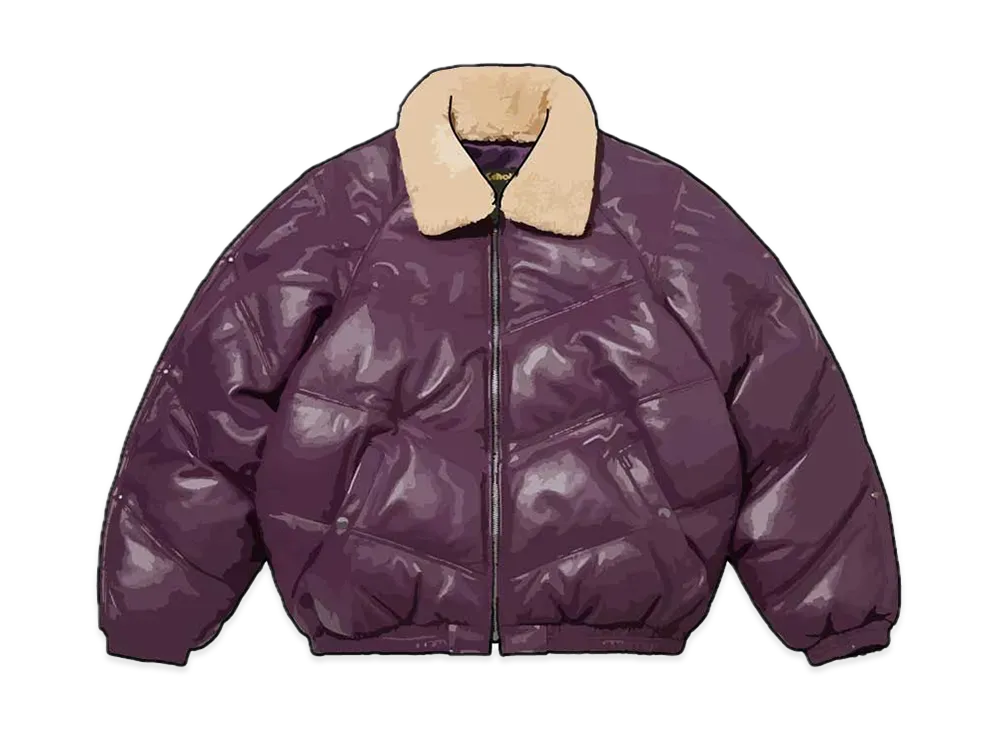 Supreme x Schott Chevron Leather Down Puffer Jacket "Purple"