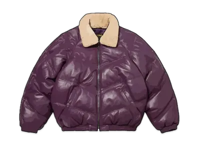 Supreme x Schott Chevron Leather Down Puffer Jacket "Purple"