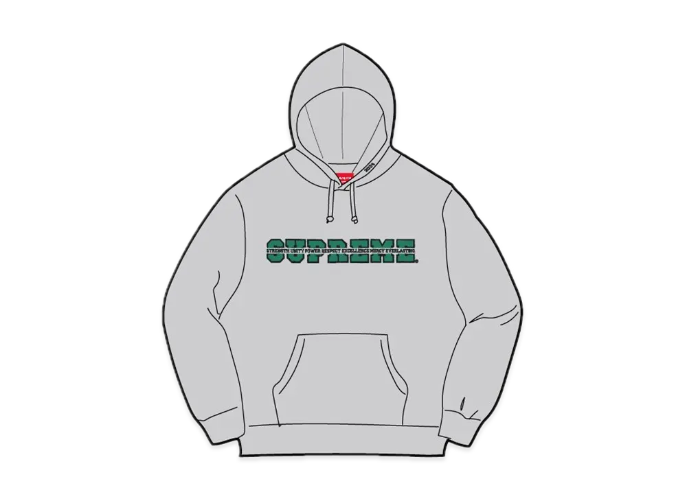 Supreme Collegiate Acronym Hooded Sweatshirt "Heather Grey"