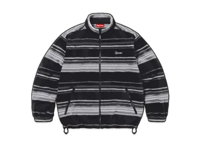 Supreme Stripe Zip Up Fleece Jacket "Black"