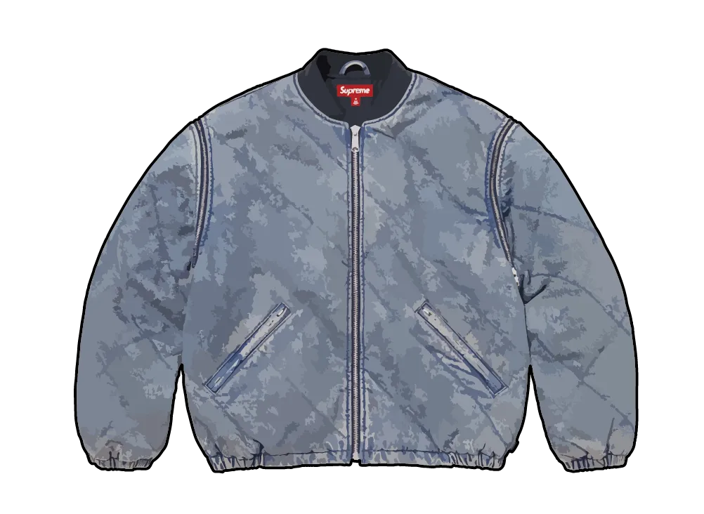 Supreme Zip-Off Sleeve Quilted Bomber Jacket "Denim"