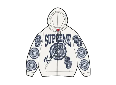 Supreme Knowledge Reigns Zip Up Hooded Sweatshirt "White"
