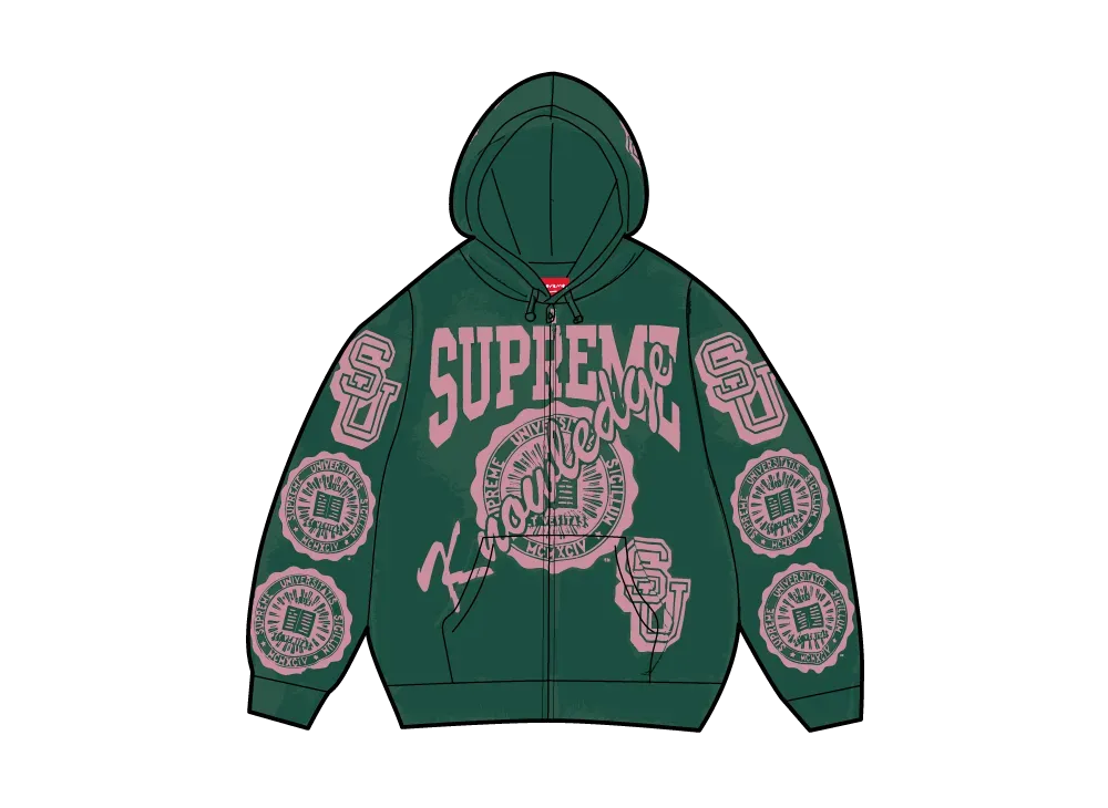 Supreme Knowledge Reigns Zip Up Hooded Sweatshirt "Dark Green"