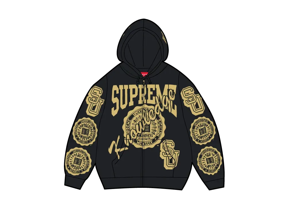 シュプリーム ナレッジレインズ ジップアップ フーデッド スウェットシャツ "ブラック"