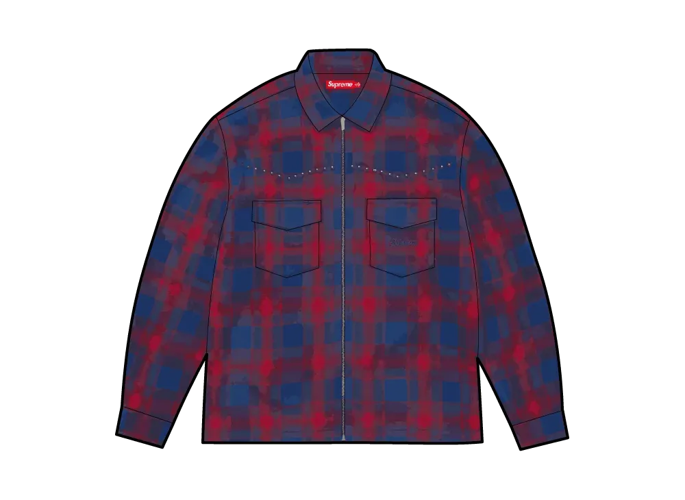 XL Supreme Studded Shadow Zip Up Shirt