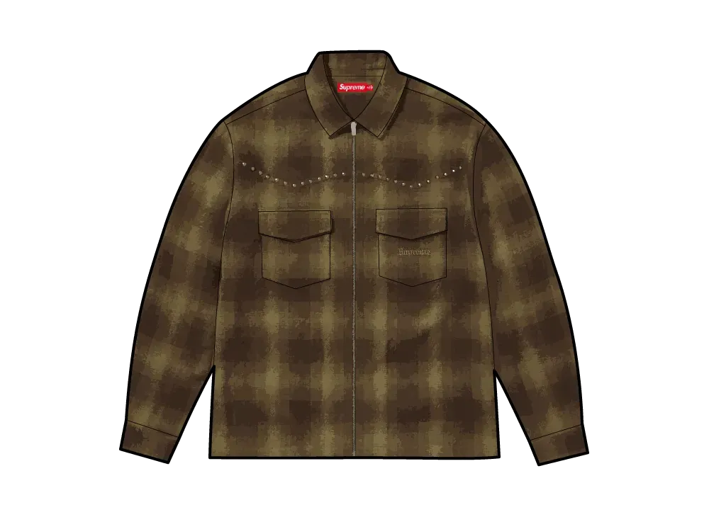 XL Supreme Studded Shadow Zip Up Shirt
