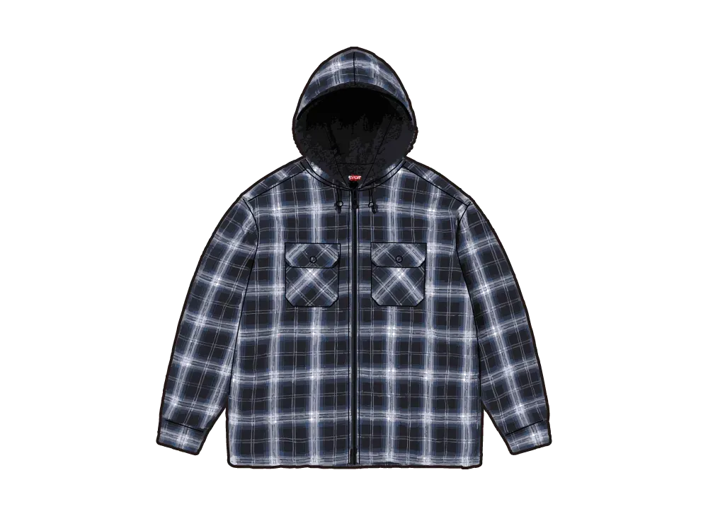 Supreme Lined Zip Up Hooded Flannel Shirt 