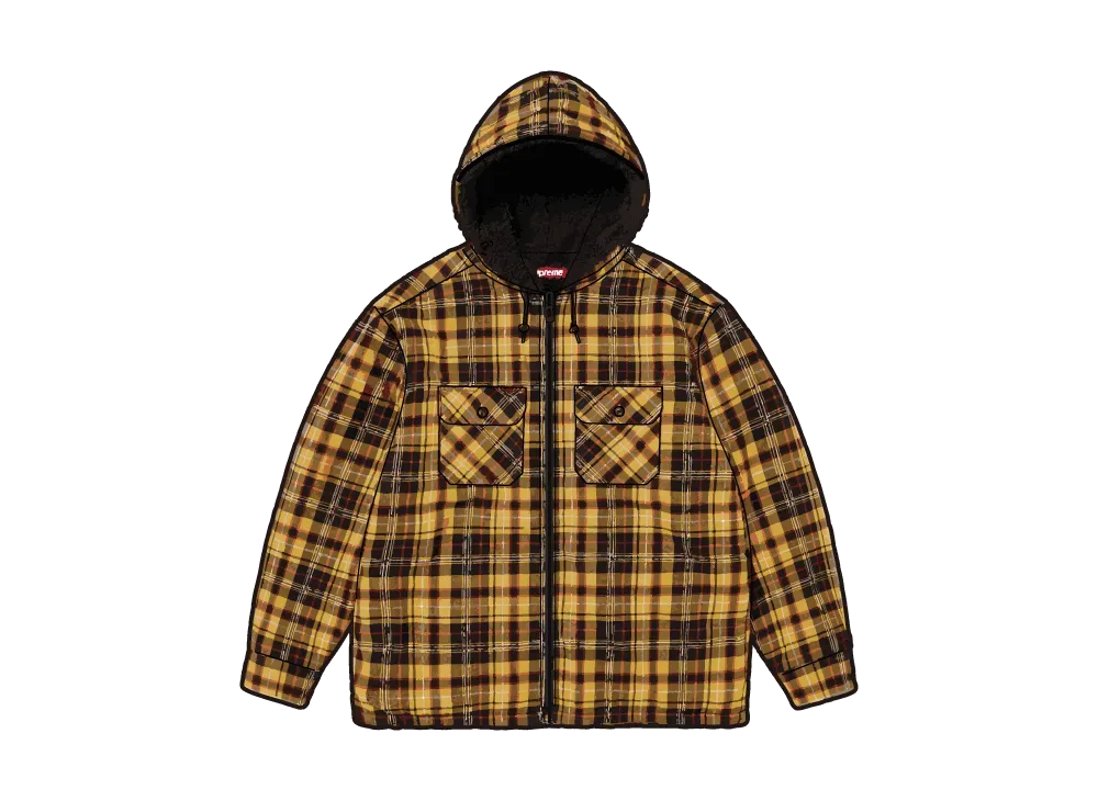 Supreme Lined Zip Up Hooded Flannel Shirt 