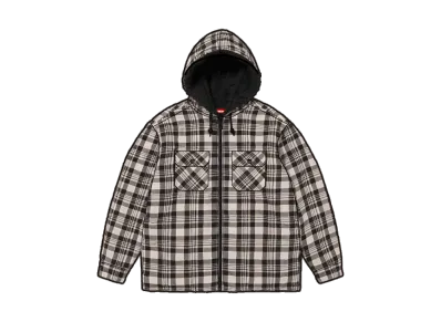 Supreme Lined Zip Up Hooded Flannel Shirt "Light Tan"