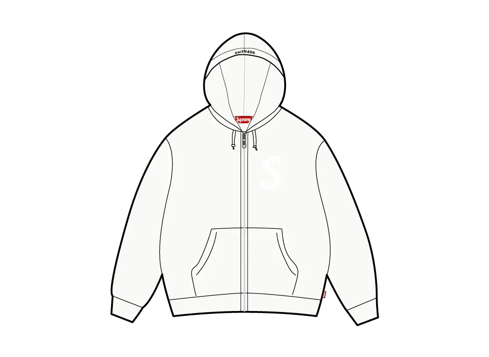 Supreme S Logo Zip Up Hooded Sweatshirt (25FW) "White"