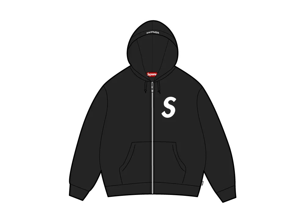 シュプリーム Sロゴ ジップアップ フーデッド スウェットシャツ (25FW) "ブラック"