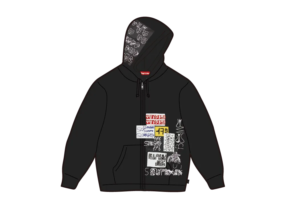 シュプリーム 176 ジップアップ フーデッド スウェットシャツ "ブラック"