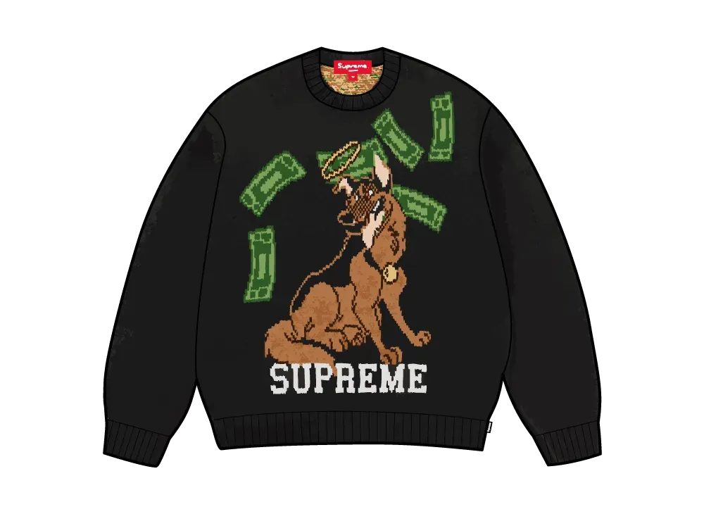 シュプリーム オール ドッグス ゴー トゥ ヘブン セーター "ブラック"