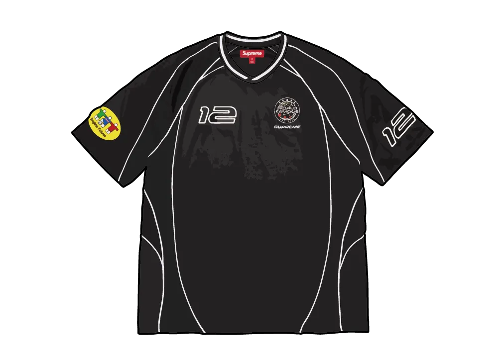 シュプリーム パイピング サッカー ジャージ "ブラック"