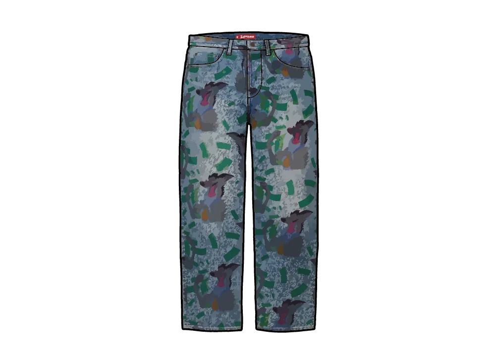 Supreme All Dogs Go To Heaven Loose Fit Jean "Washed Indigo"