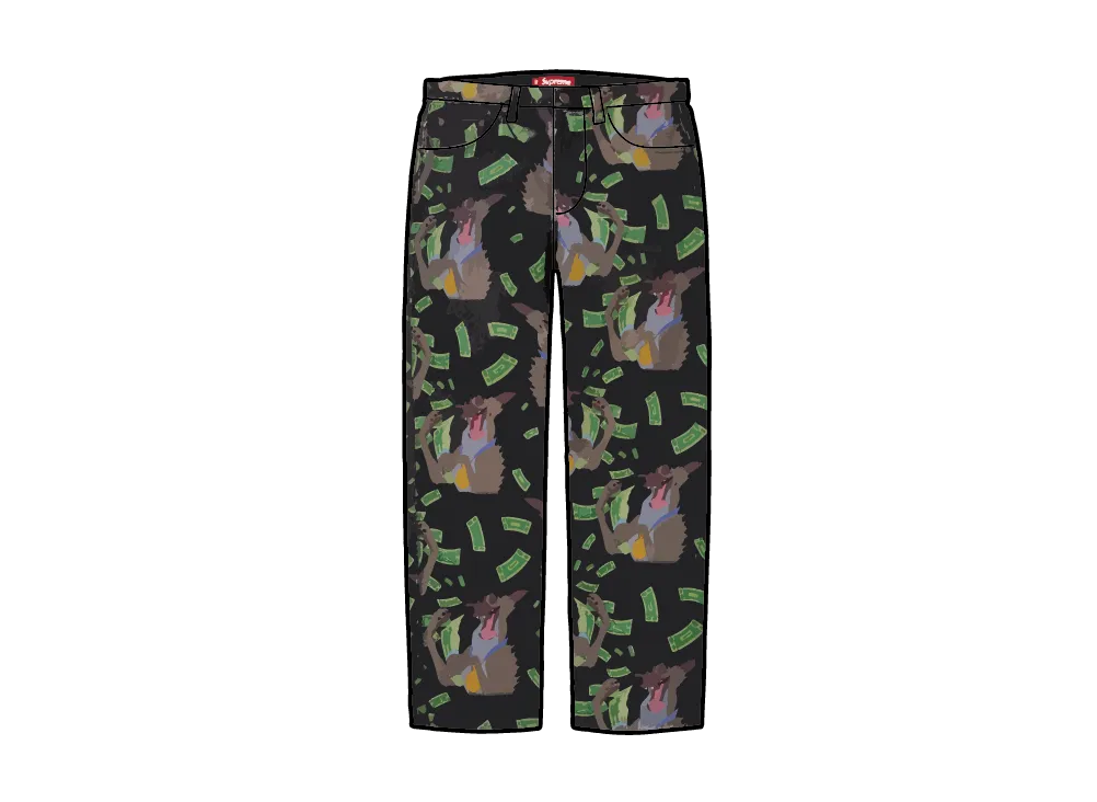 シュプリーム オール ドッグス ゴー トゥ ヘブン ルーズフィット ジーン "ウォッシュドブラック"