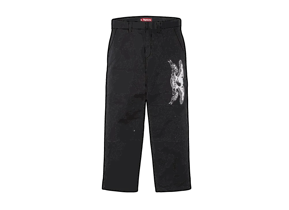 シュプリーム x アンタイヒーロー ワーク パンツ "ブラック"