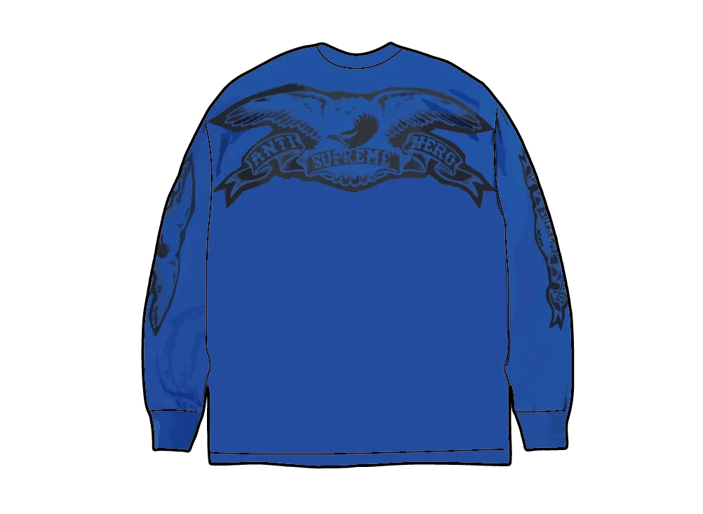 Supreme x ANTIHERO Eagle L/S Tee "Blue"