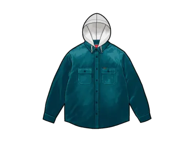 Supreme Quilted Lined Hooded Velvet Shirt "Teal"