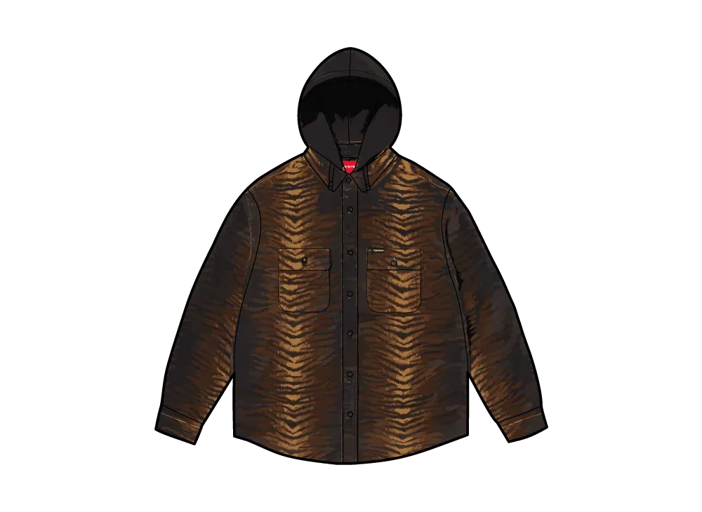 Supreme Quilted Lined Hooded Velvet Shirt 