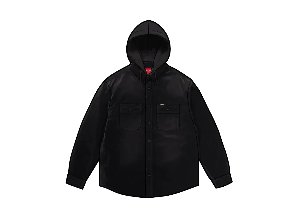 シュプリーム キルティング ラインド フード ベルベット シャツ "ブラック"