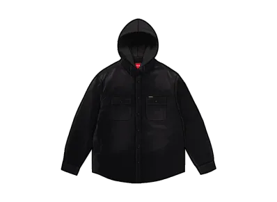 Supreme Quilted Lined Hooded Velvet Shirt "Black"