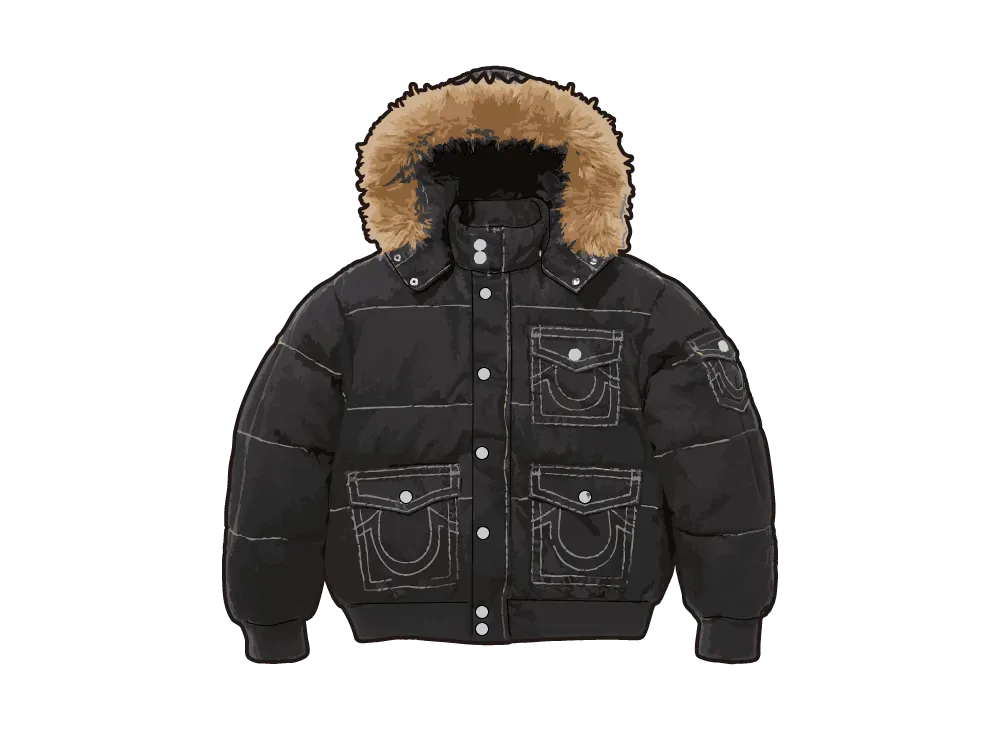 シュプリーム x トゥルーレリジョン パファー ジャケット "ブラック"