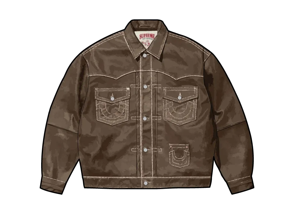 Supreme x True Religion Leather Trucker Jacket 