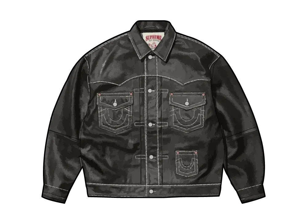 Supreme x True Religion Leather Trucker Jacket 
