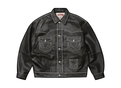 Supreme x True Religion Leather Trucker Jacket "Black"