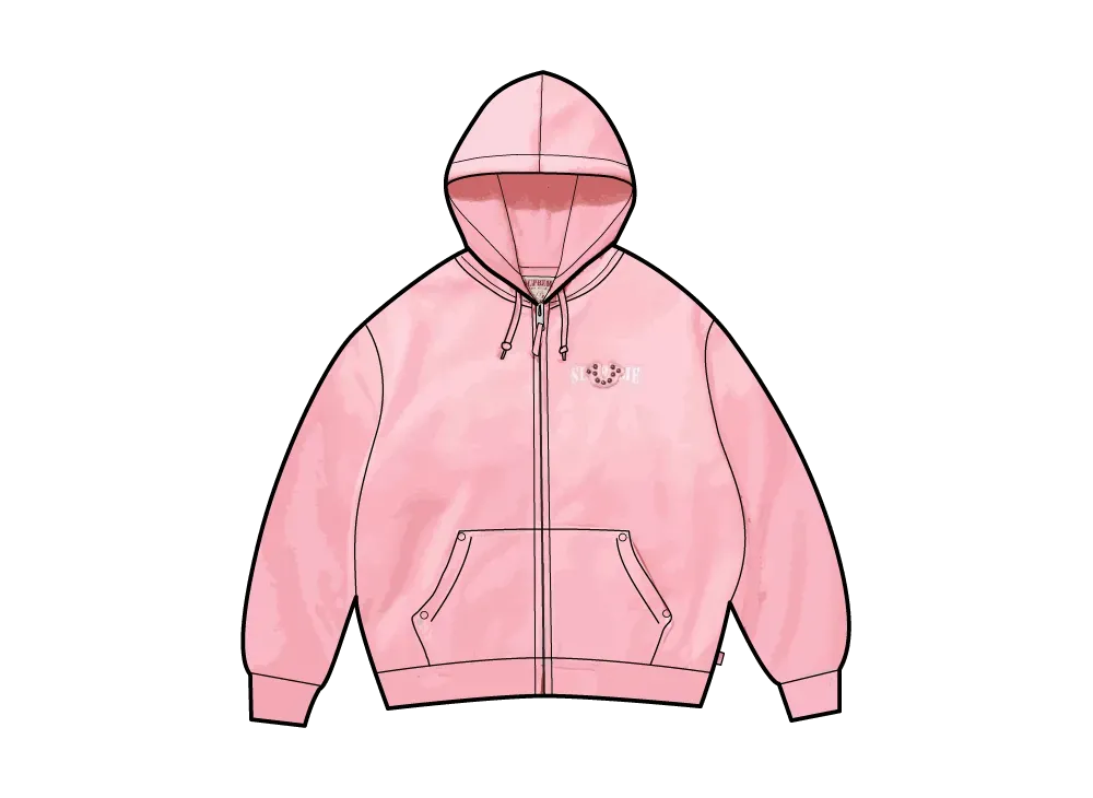 シュプリーム x トゥルーレリジョン ジップ アップ フード スウェットシャツ "ピンク"