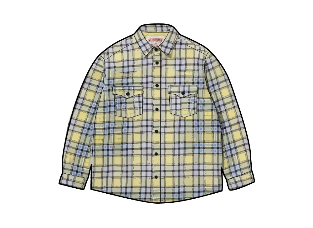 Supreme x True Religion Quilted Lined Plaid Flannel Shirt "Yellow"