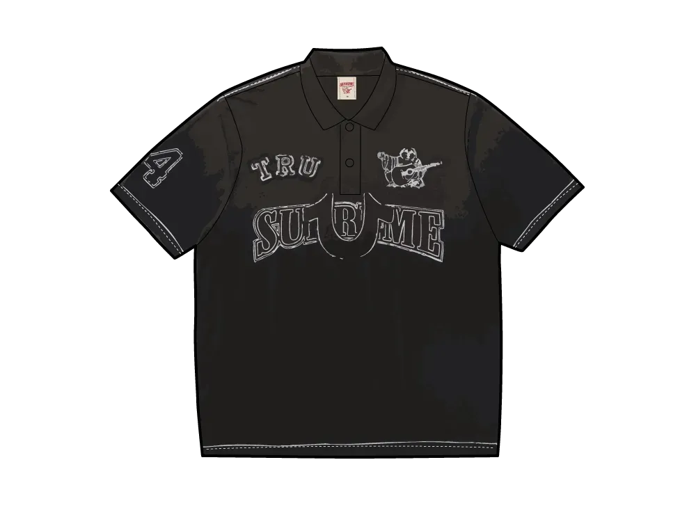 シュプリーム x トゥルーレリジョン アップリケ ポロ シャツ "ブラック"