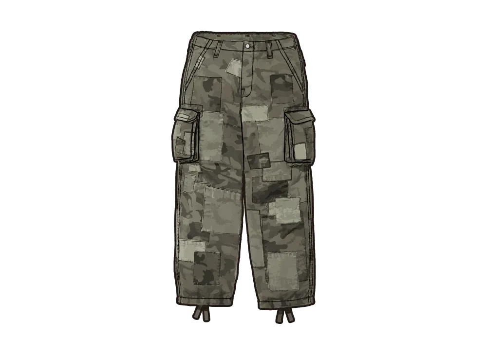 シュプリーム x トゥルーレリジョン パッチ ワーク カーゴ パンツ "ウッドランドカモ"