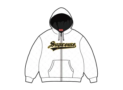 Supreme Quilted Zip Up Hooded Sweatshirt "Ash Grey"