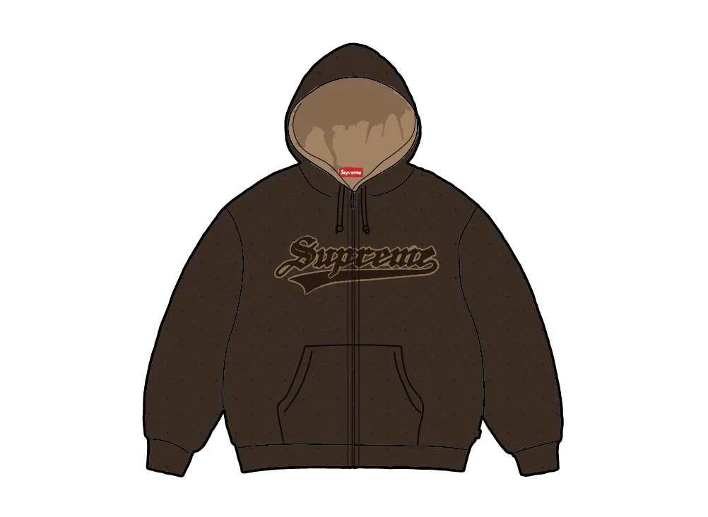Supreme Quilted Zip Up Hooded Sweatshirt 