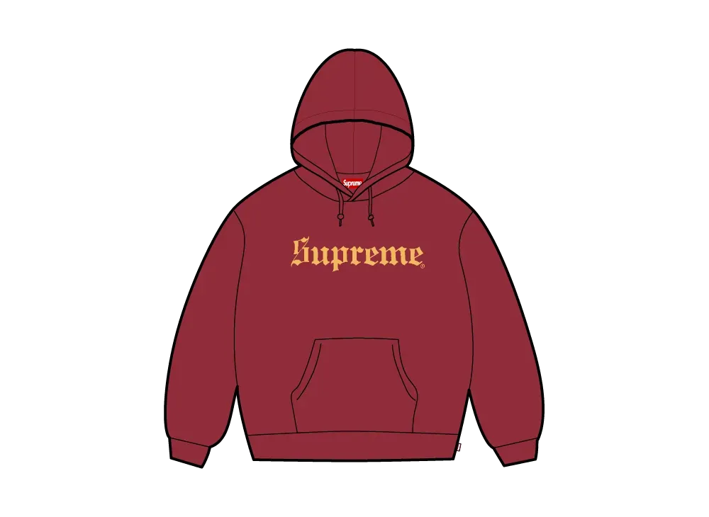 Supreme Washed Old English Hooded Sweatshirt "Cardinal"