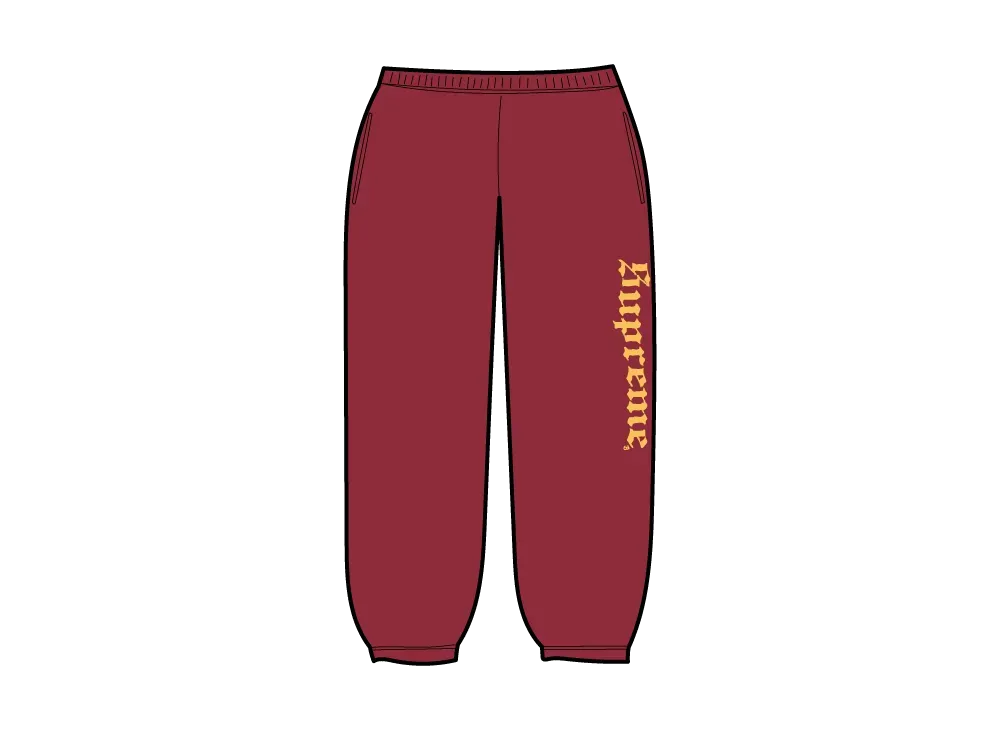 Supreme Washed Old English Sweatpant "Cardinal"